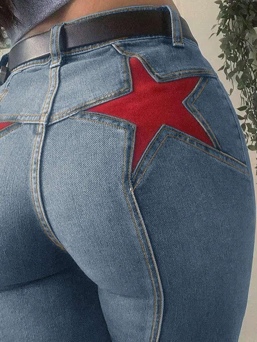 niebieskie spodnie jeans