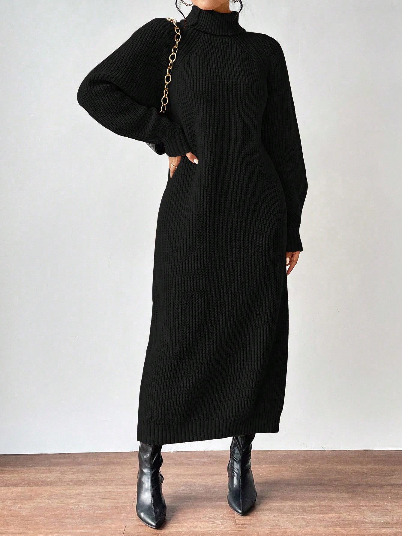 CZARNA DZIANINOWA SUKIENKA OVERSIZE GOLF
