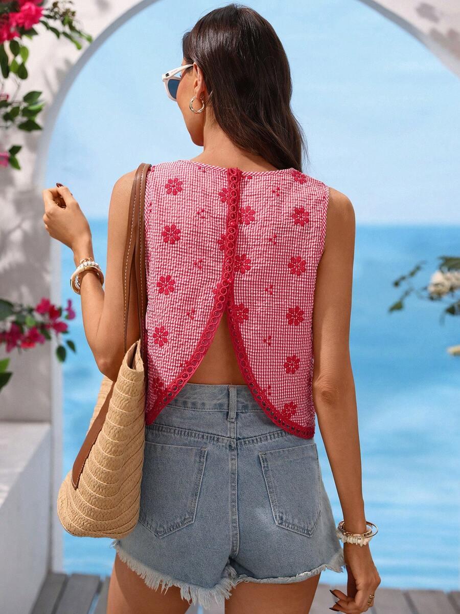 czerwony top print