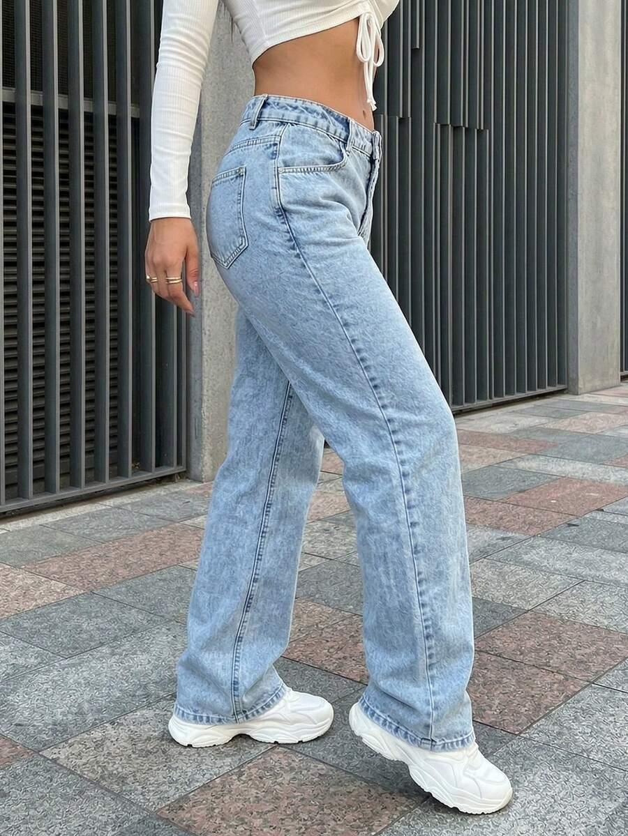 spodnie z prostymi nogawkami jeans