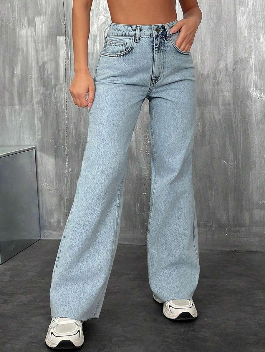NIEBIESKIE SPODNIE JEANS WYSOKI STAN 