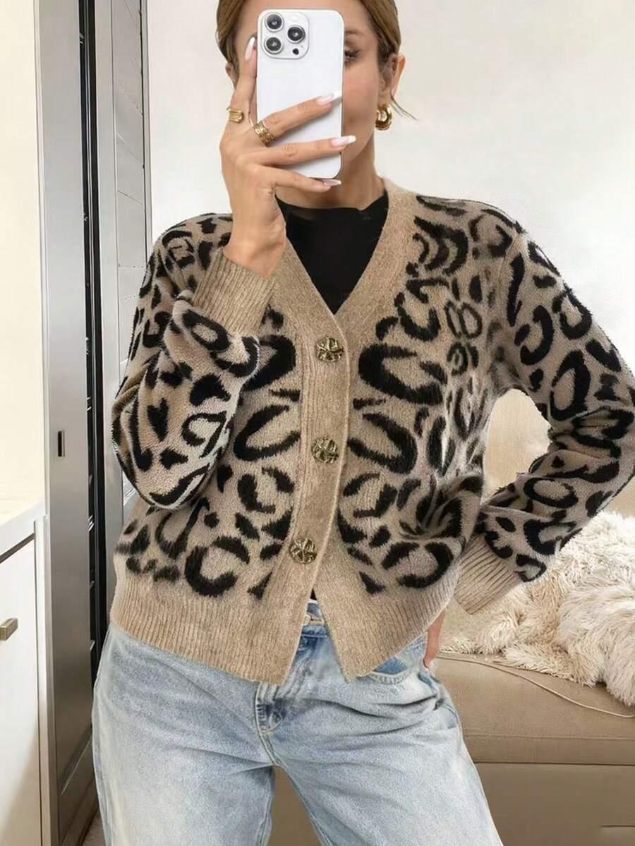 ROZPINANY SWETER ANIMAL PRINT