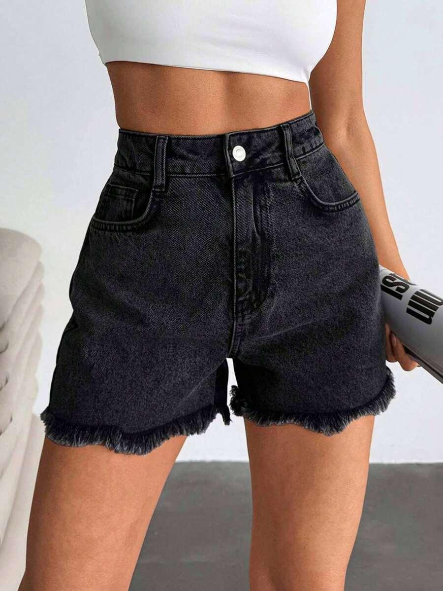 CZARNE SPODENKI JEANS