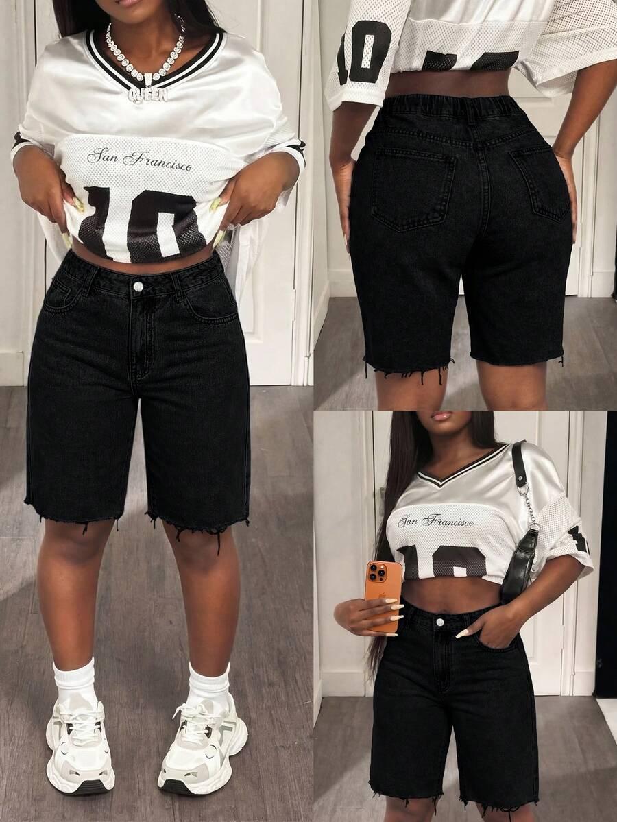 czarne spodenki jeans