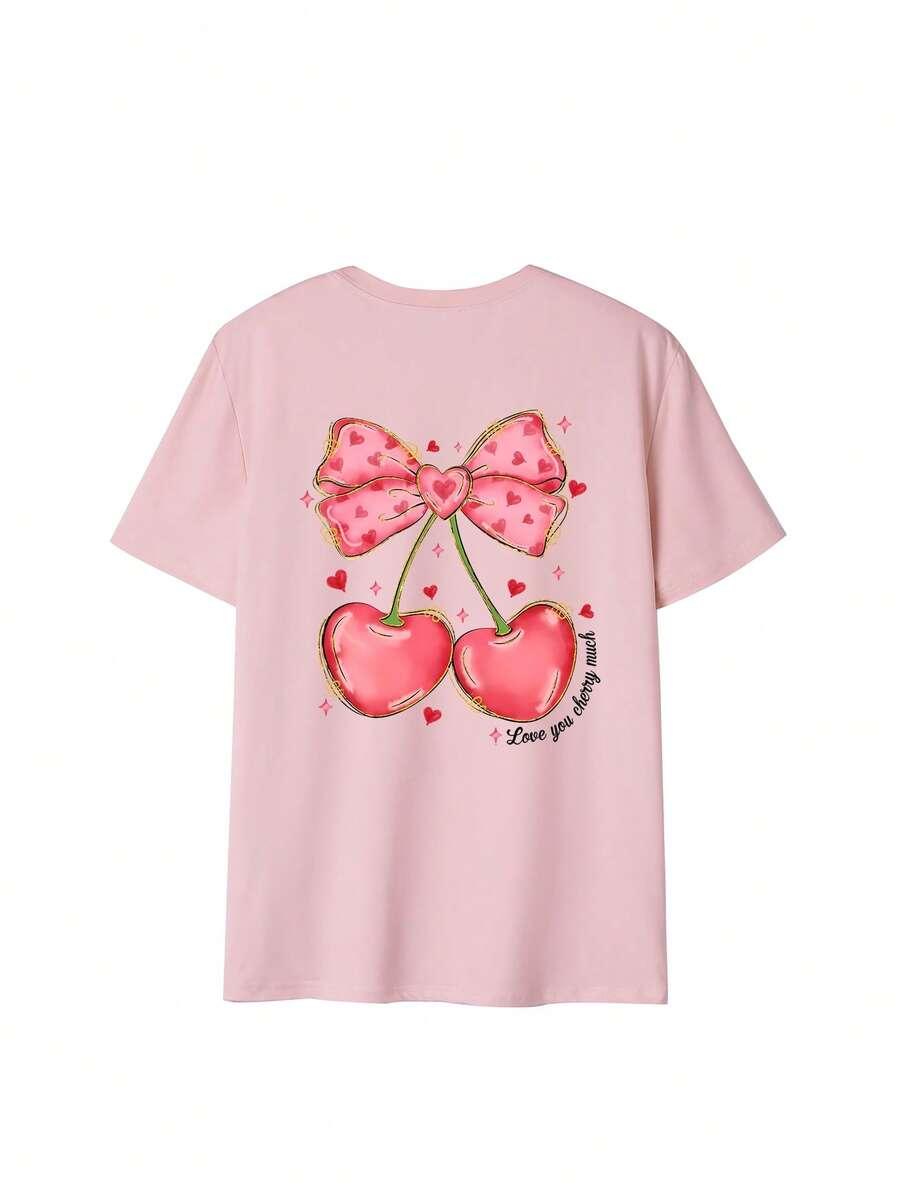 RÓŻOWY T-SHIRT NADRUK