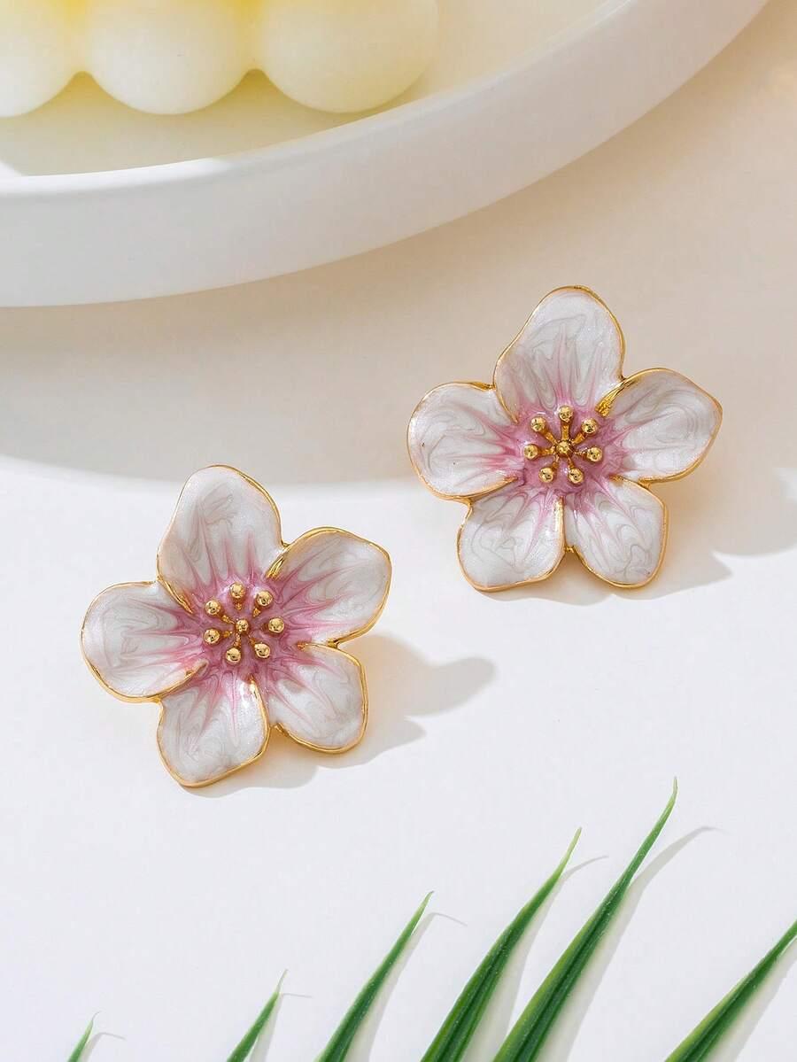 kolczyki kwiaty sztyft