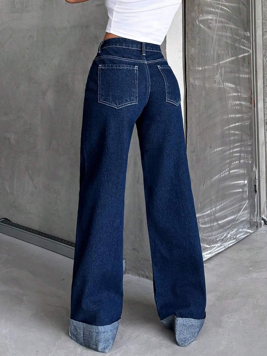 GRANATOWE SPODNIE JEANS