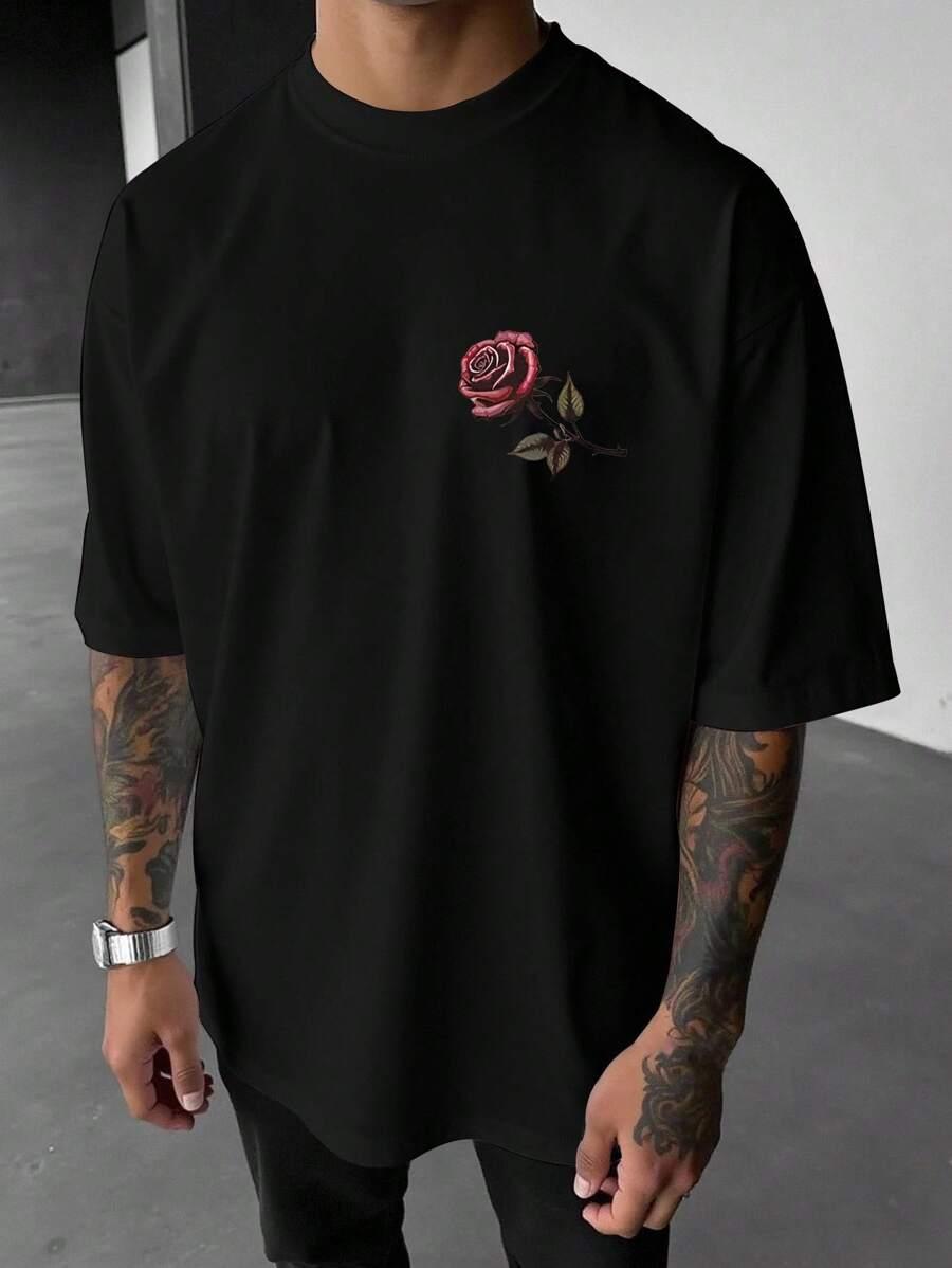 CZARNY T-SHIRT PRINT 