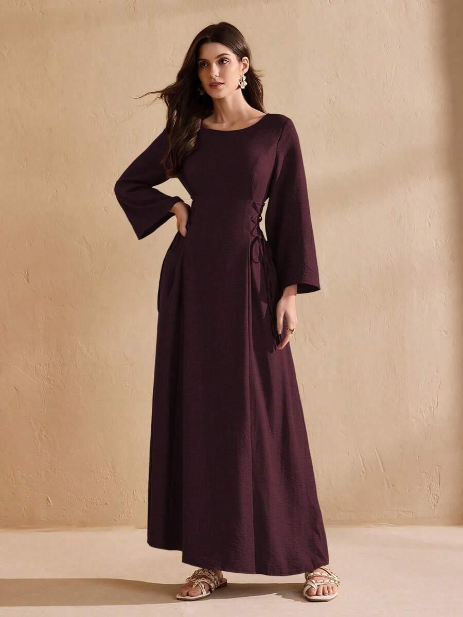 burgundowa sukienka maxi
