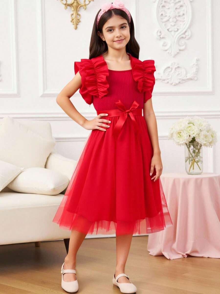 czerwona sukienka tiul