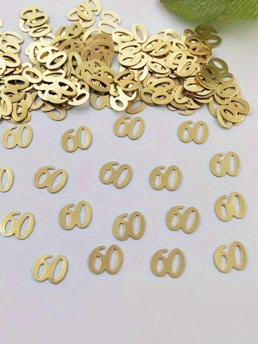 złote konfetti liczba ,,60"