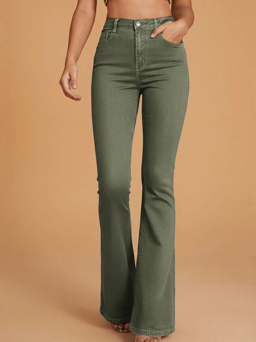 ZIELONE SPODNIE JEANS