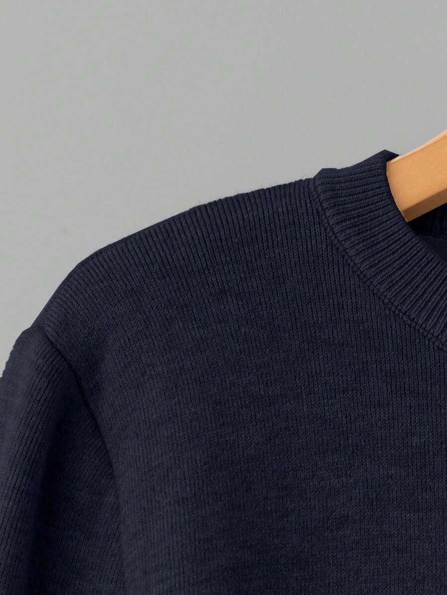 GRANATOWY SWETER OKRĄGŁY DEKOLT 