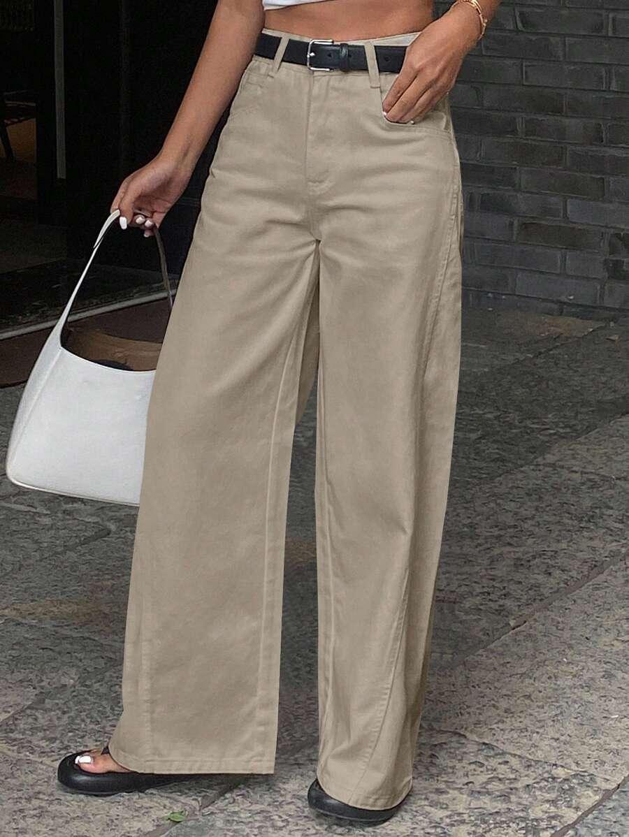 BEŻOWE SPODNIE JEANS 