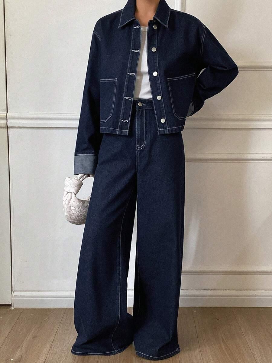 komplet spodnie kurtka jeans