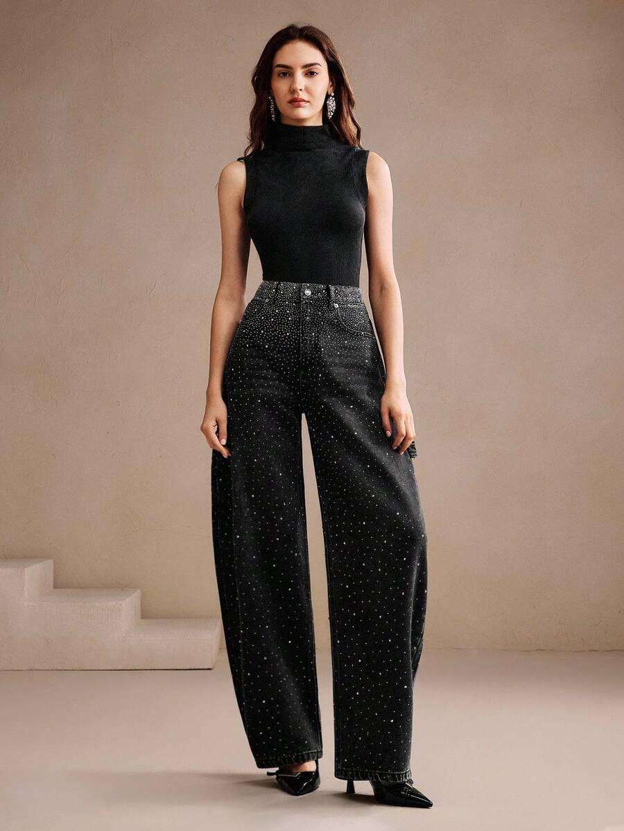 CZARNE SPODNIE JEANS