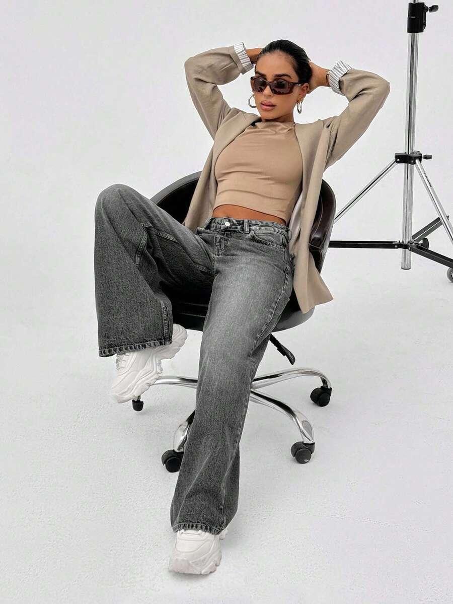 SPODNIE JEANS PROSTA NOGAWKA
