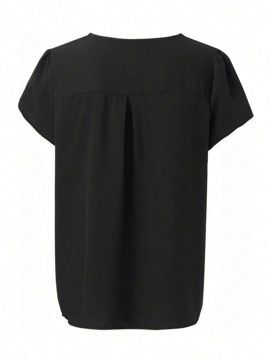 czarna BLUZKA krótki rękaw v-neck