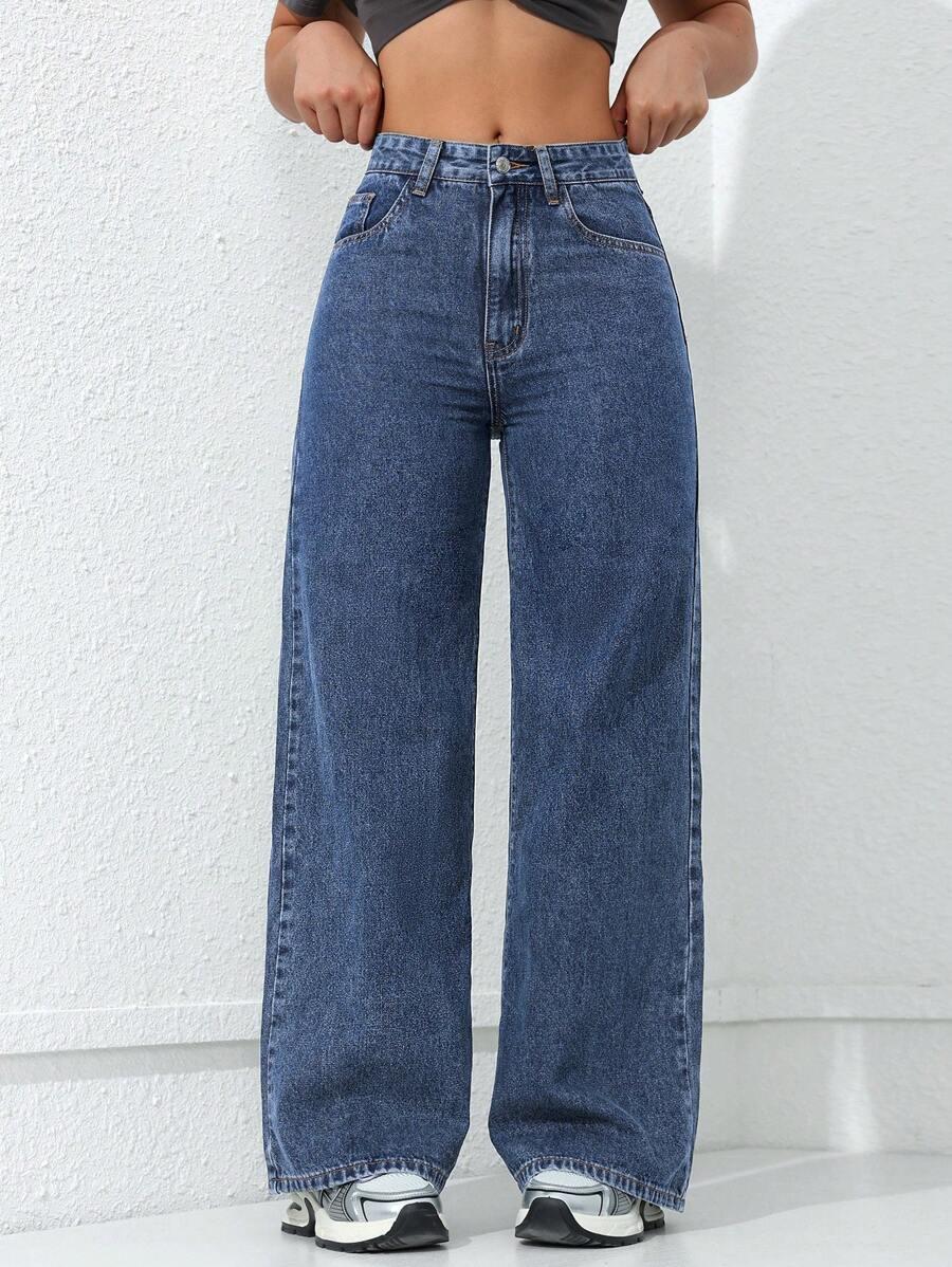 NIEBIESKIE SPODNIE JEANS PROSTA NOGAWKA