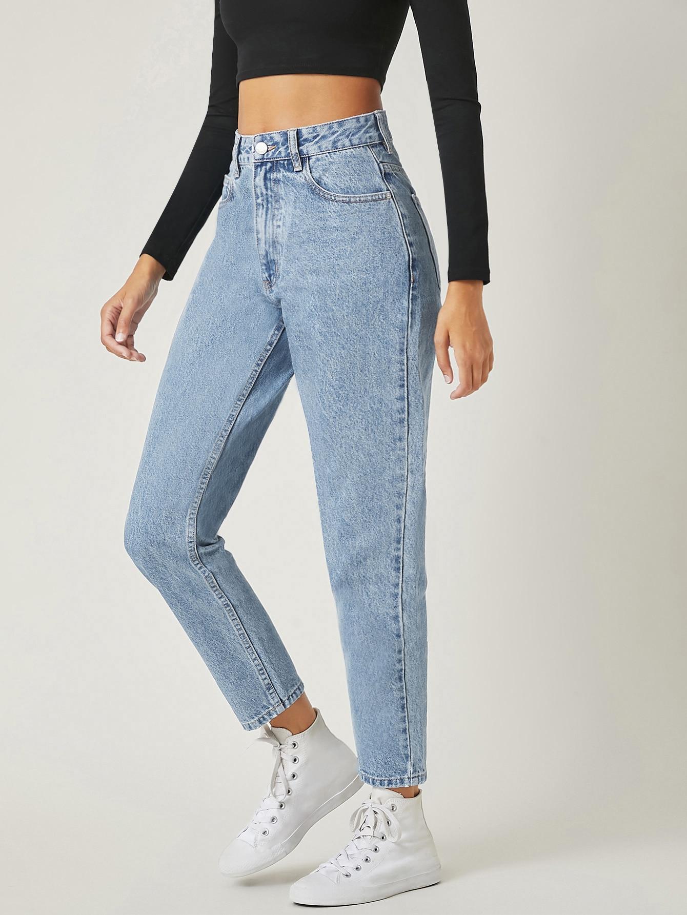 JEANSY DAMSKIE MOM JEANS BAWEŁNA WYSOKI STAN