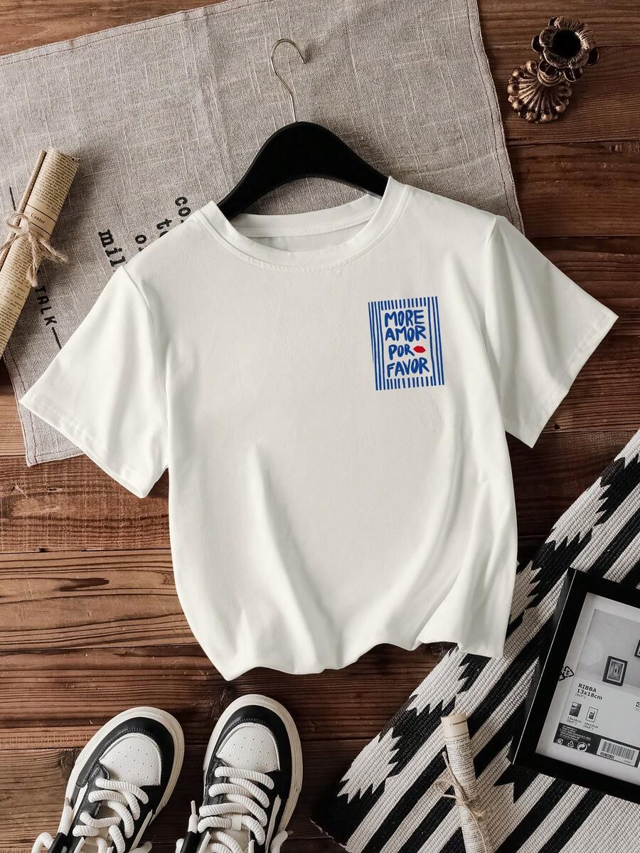 biały t-shirt nadruk