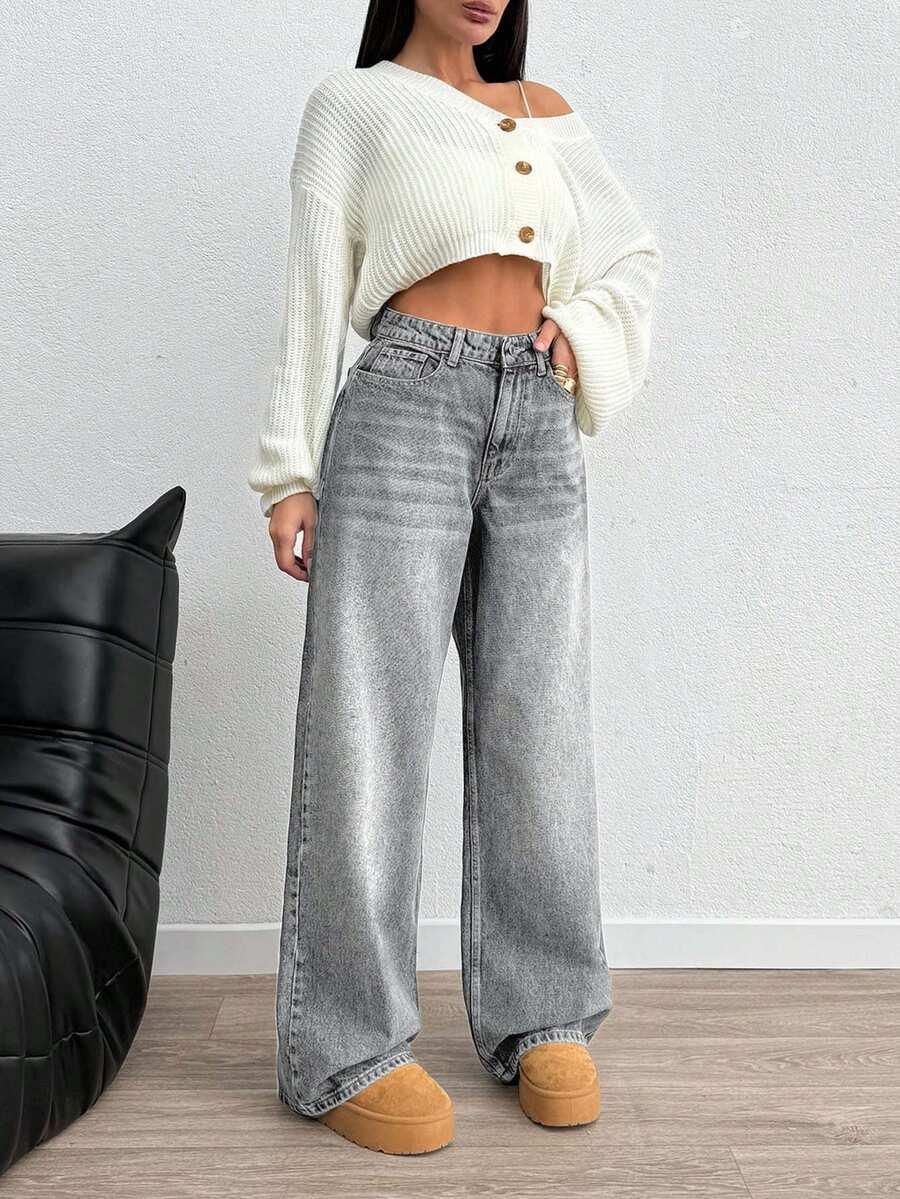 SZARE SPODNIE JEANS 
