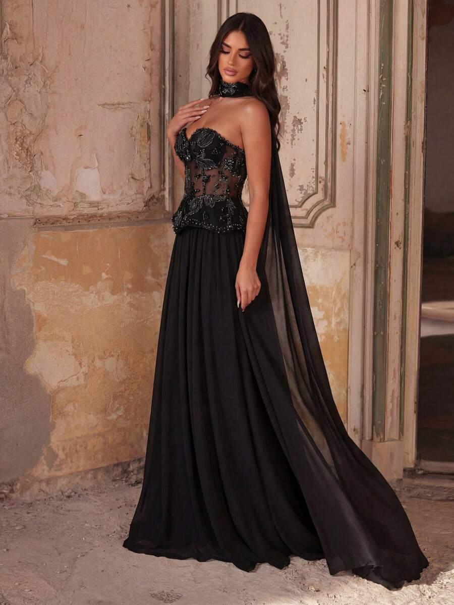 CZARNA MAXI SUKIENKA