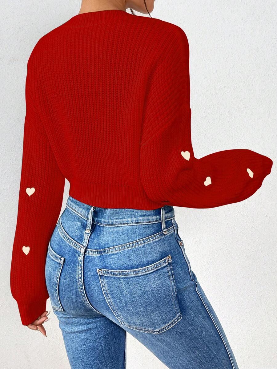 DZIANINOWY SWETER WZÓR SERCA