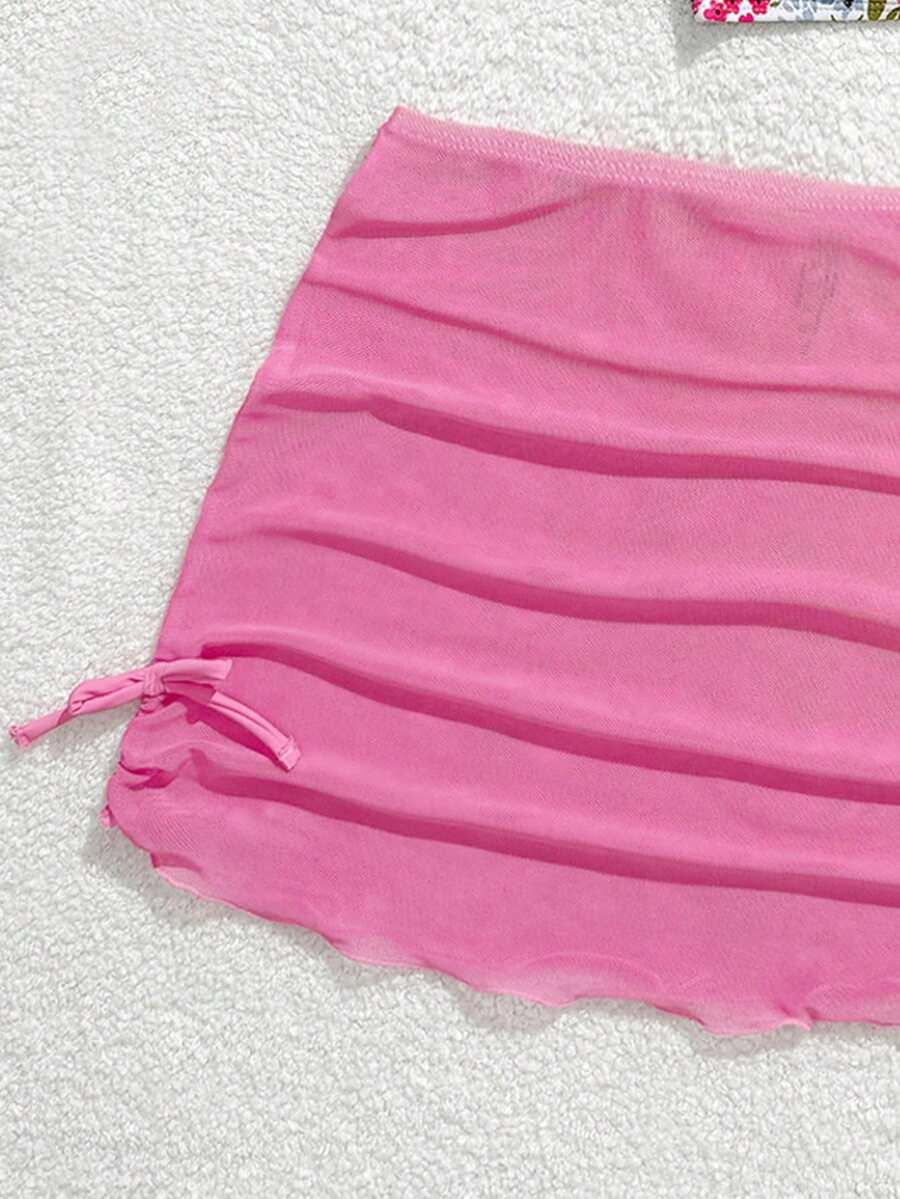 3-CZĘŚCIOWY STRÓJ KĄPIELOWY bikini spódnica komplet