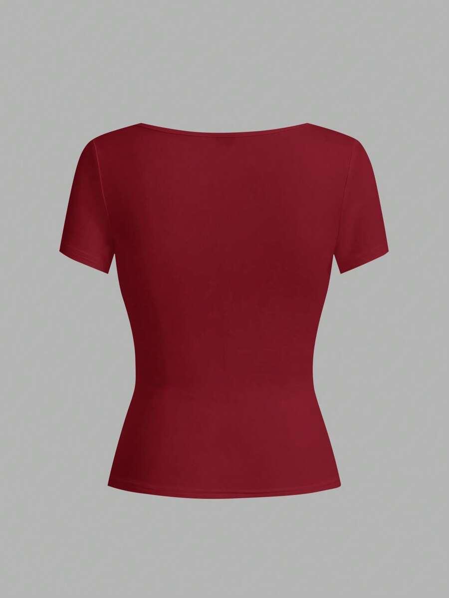 bordowy klasyczny t-shirt