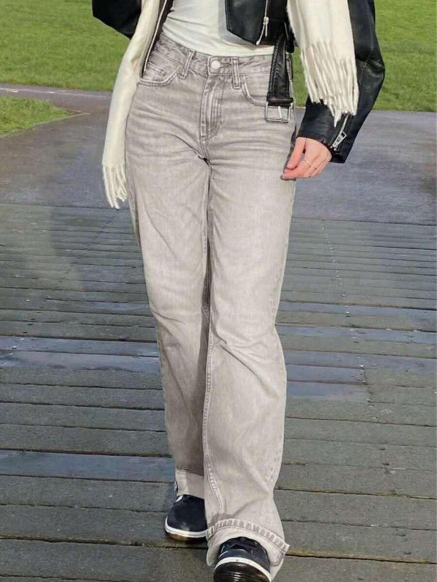 SZARE SPODNIE JEANS