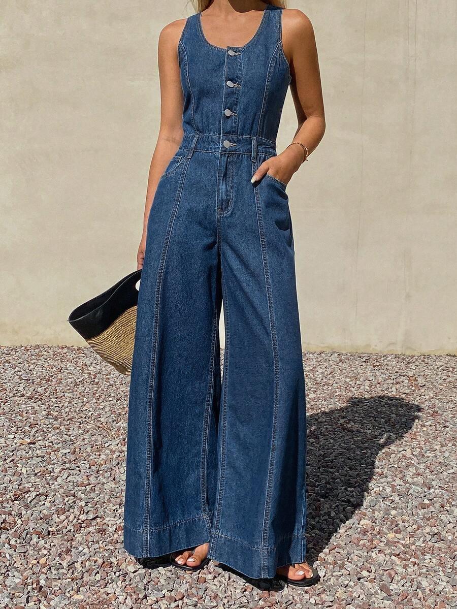 kombinezon bez rękawów jeans