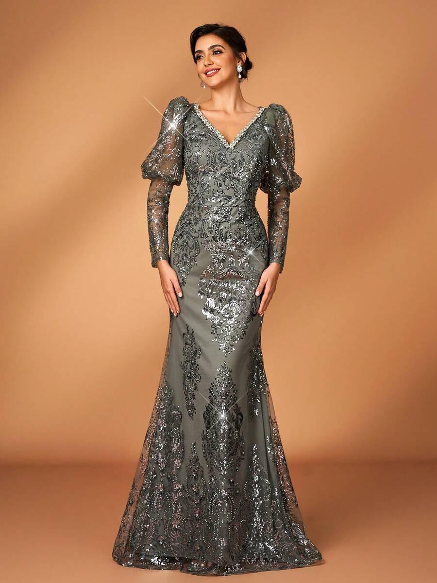 szara maxi sukienka