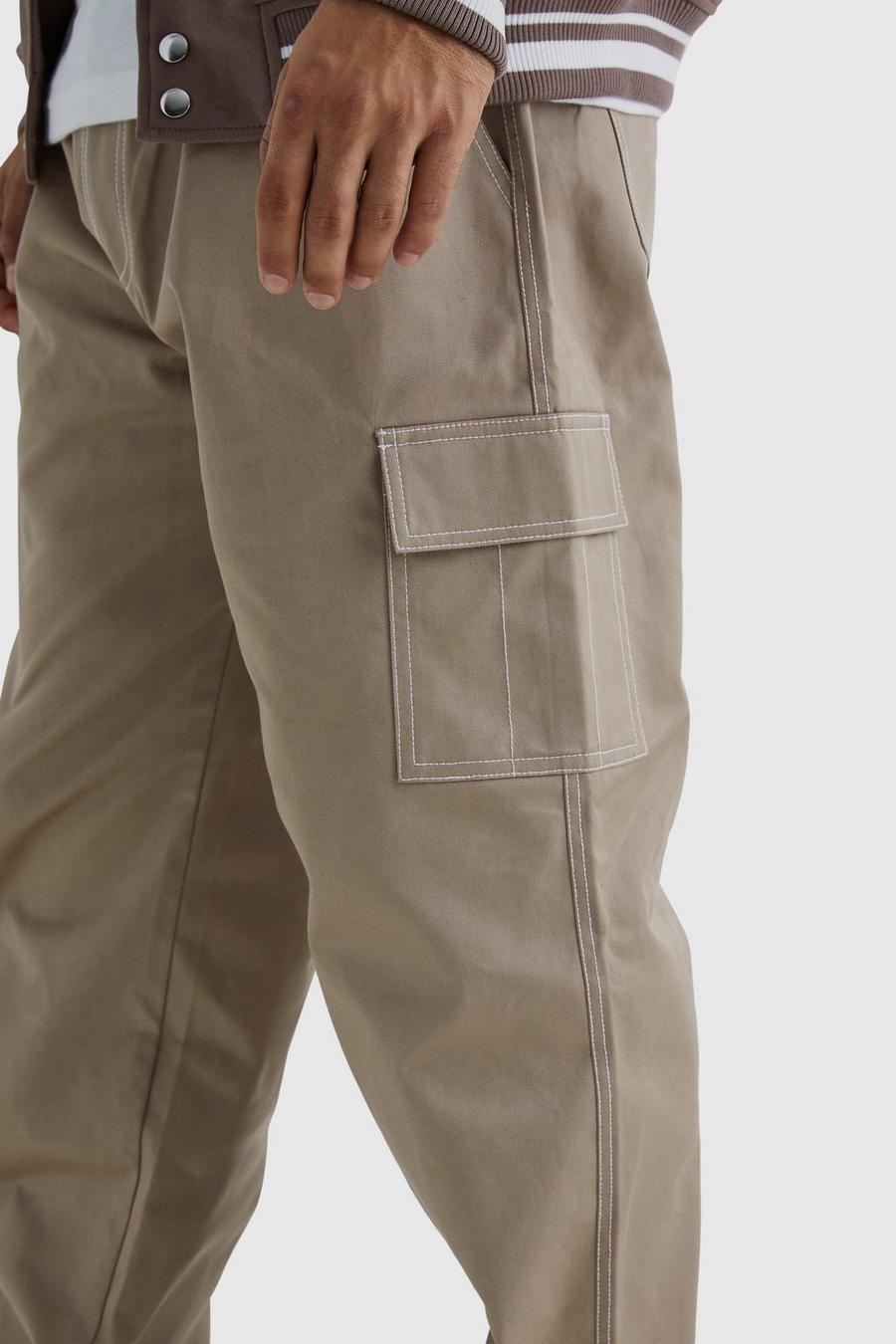 piaskowe spodnie bojówki kieszonki