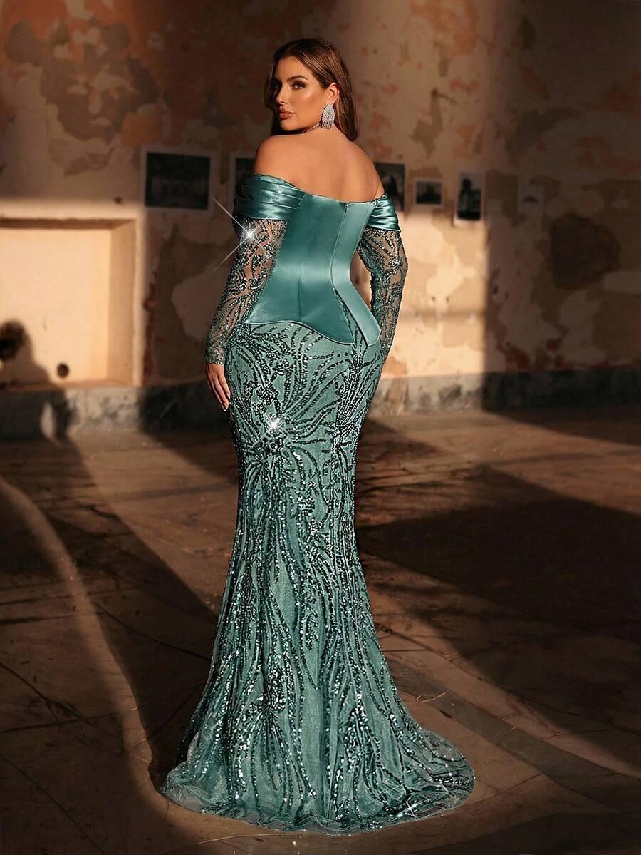 NIEBIESKA MAXI SUKIENKA POŁYSK