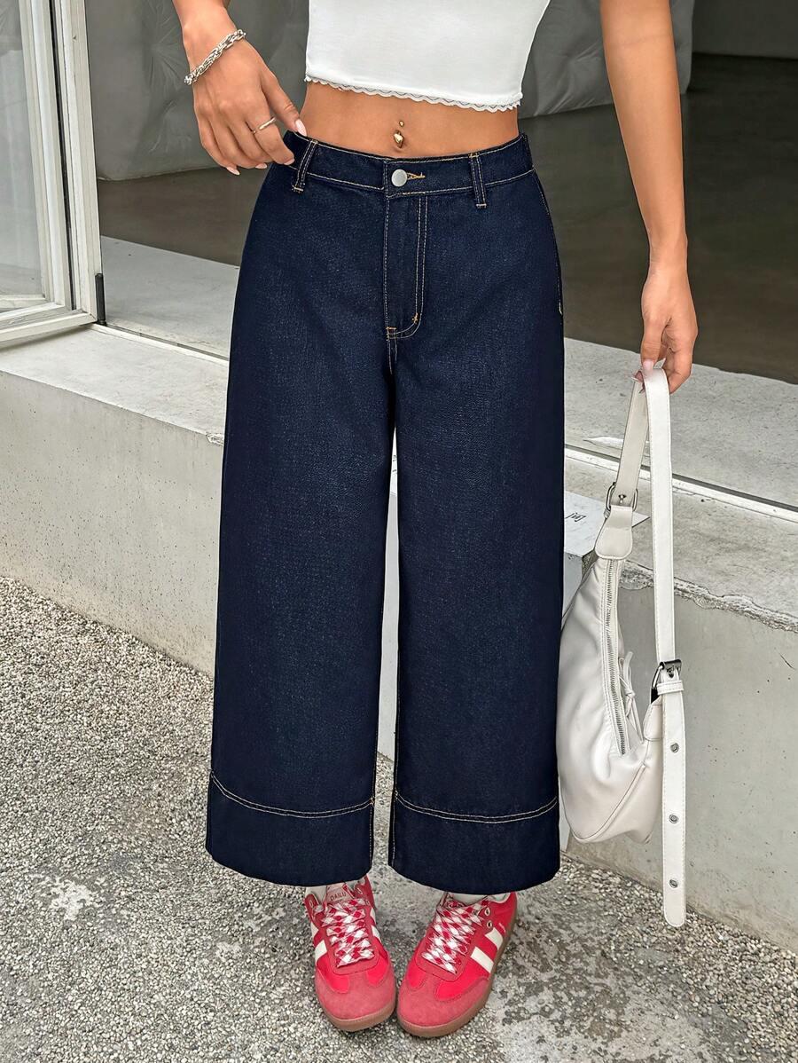 GRANATOWE SPODNIE JEANS