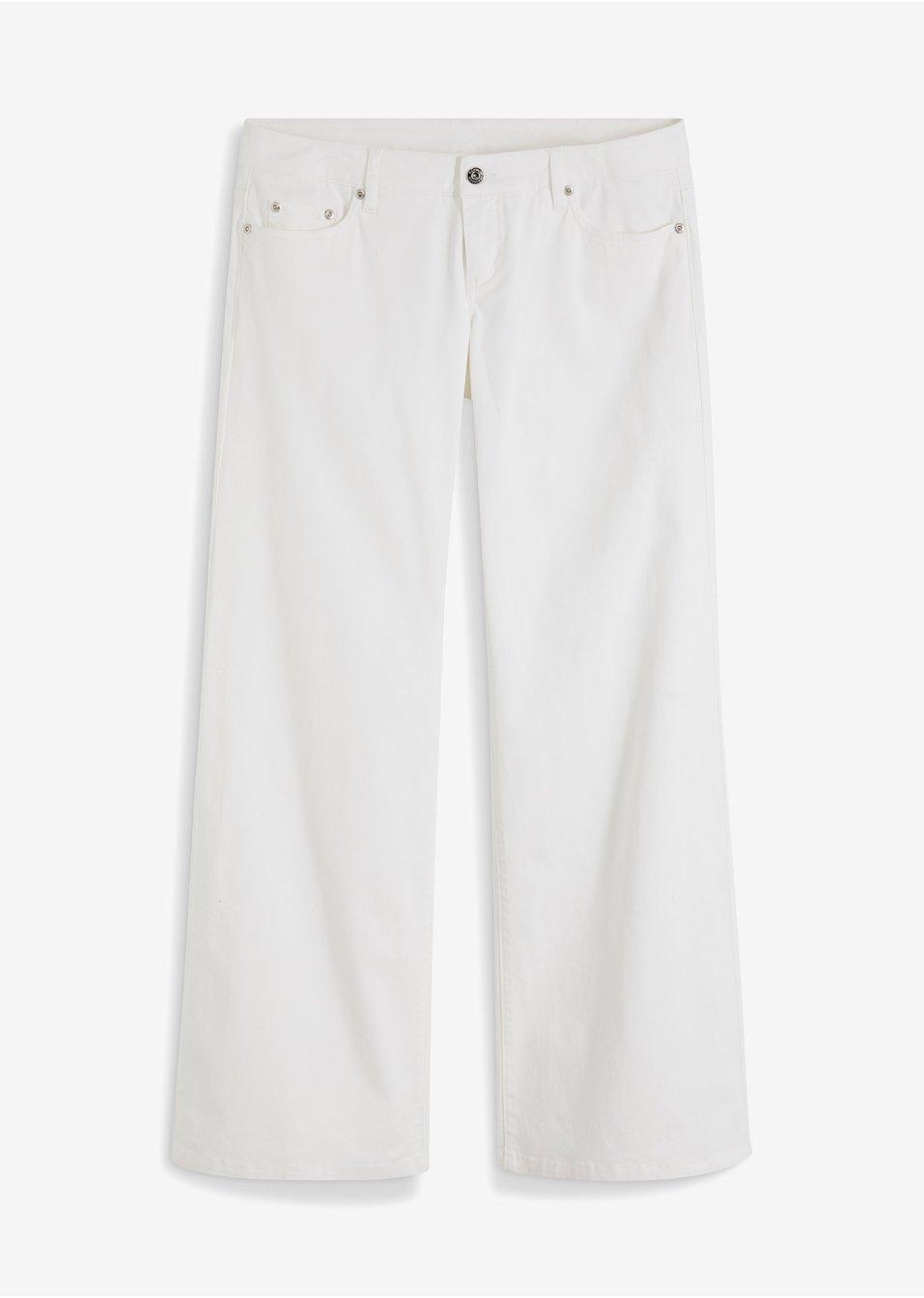 białe spodni jeans szerokie nogawki