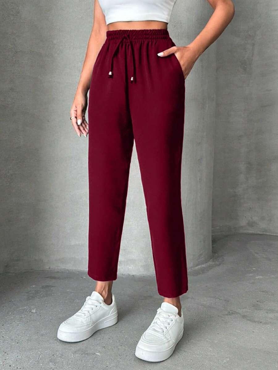 bordowe spodnie casual 