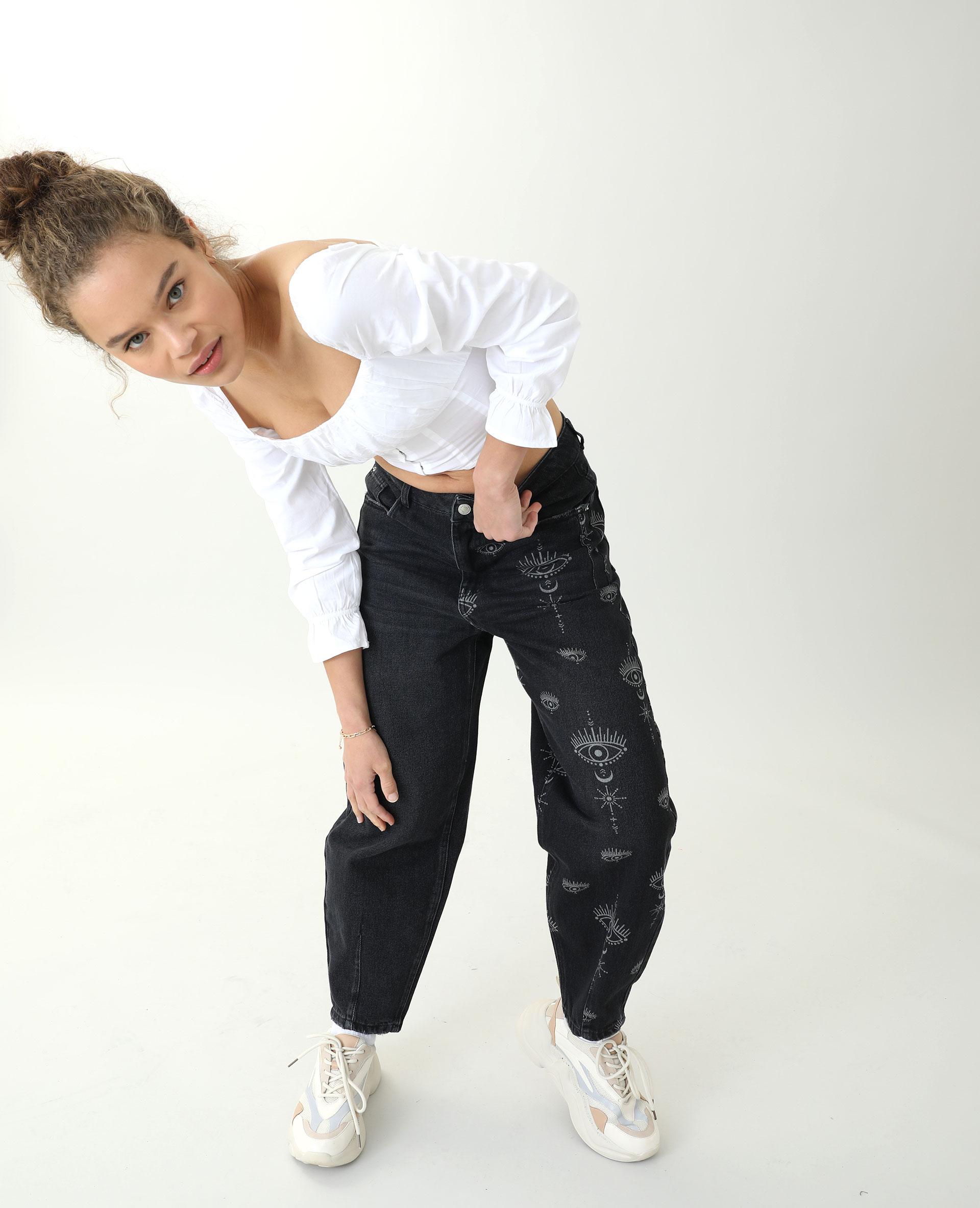 crop top długi rękaw marszczenia haftki