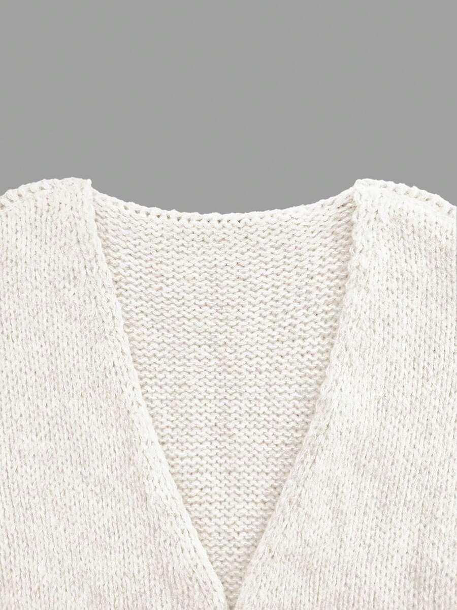 BIAŁY DZIANINOWY SWETER