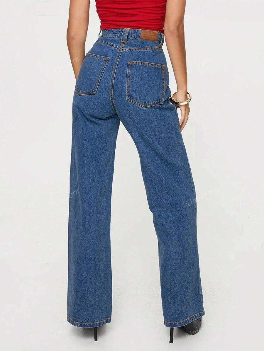 granatowe SPODNIE JEANS WYSOKI STAN 