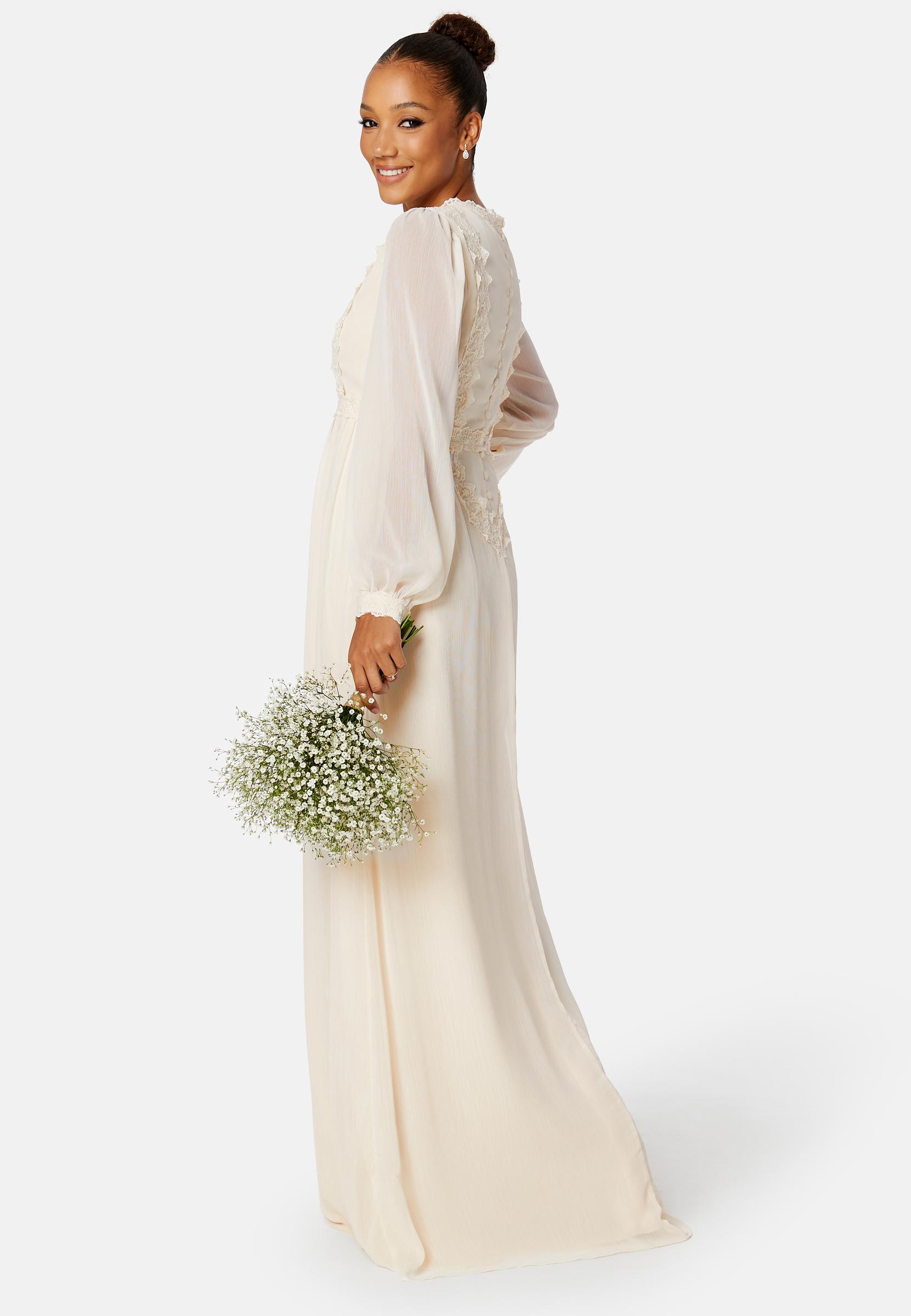 suknia ślubna długi rękaw haft koronka 
