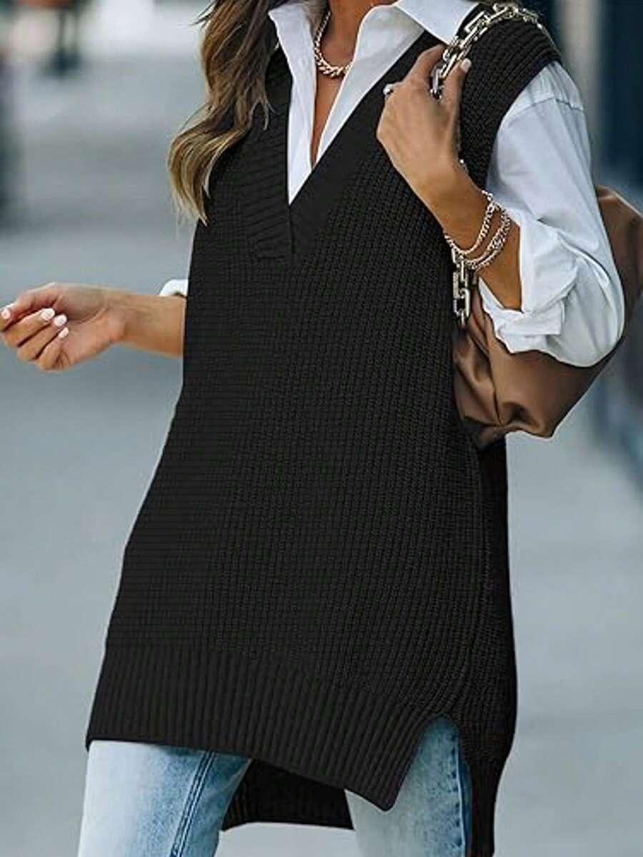 czarny sweter v neck