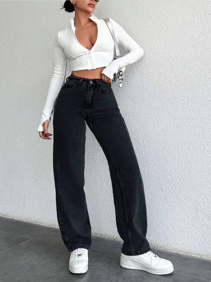 CZARNE SPODNIE JEANS