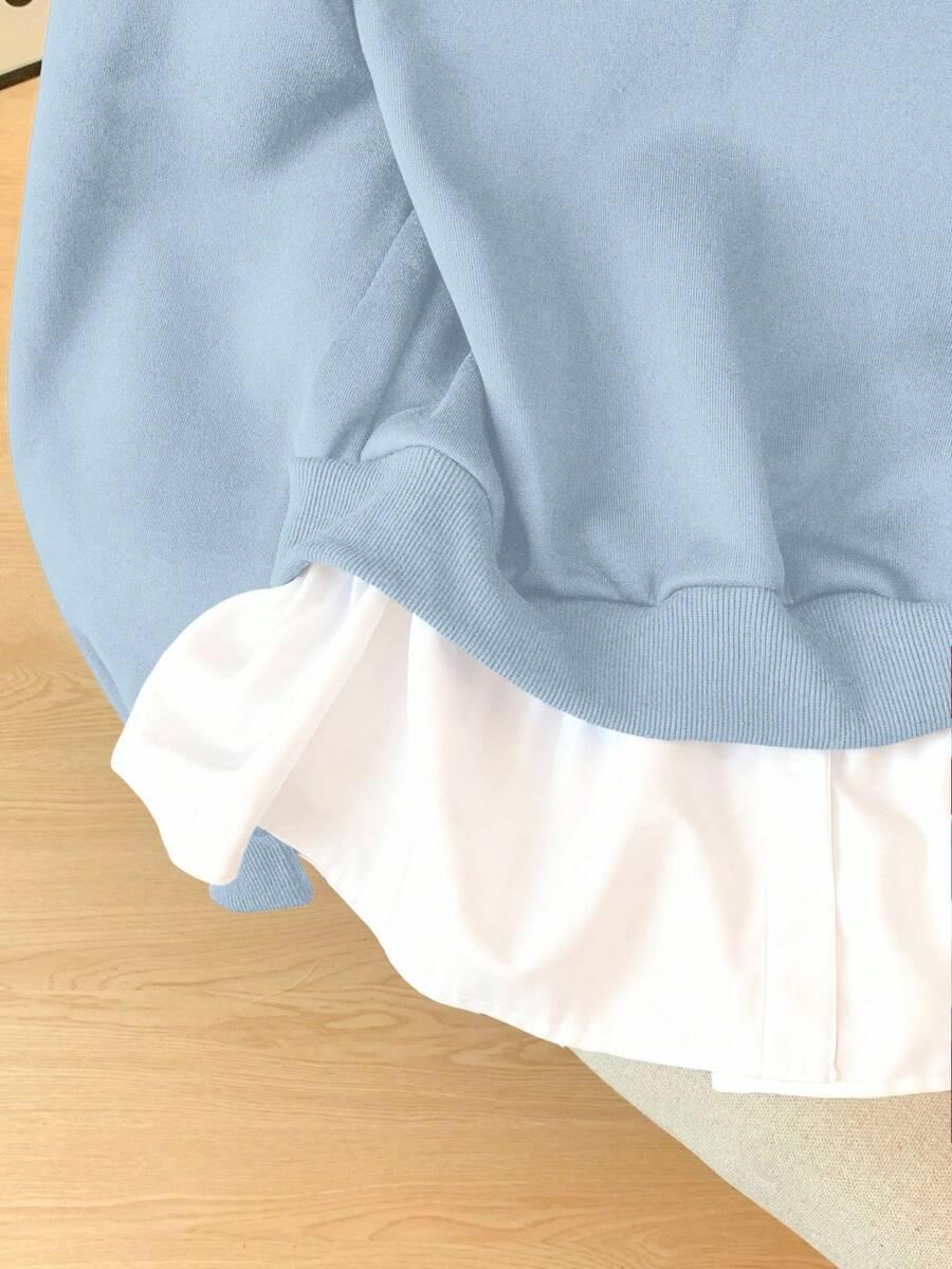 niebieska bluza łączenie kołnierzyk 