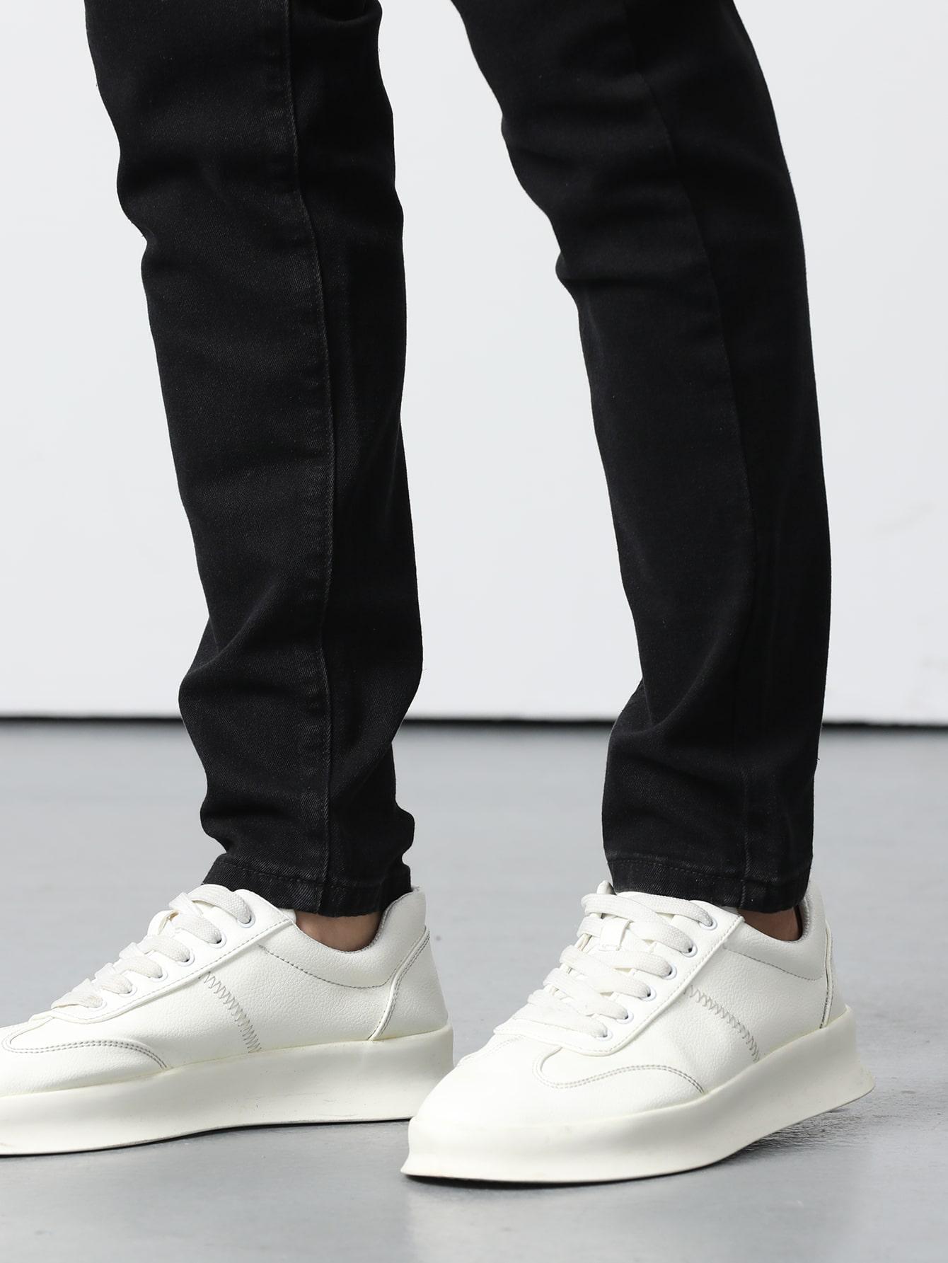 CZARNE SPODNIE JEANS KIESZENIE ZAMEK BASIC 