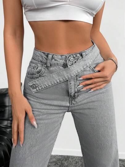 SZARE SPODNIE JEANS 