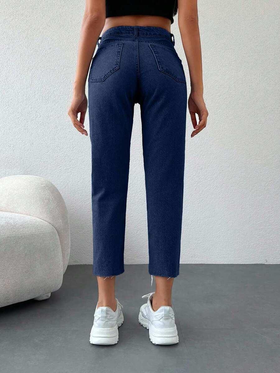 GRANATOWE SPODNIE JEANS