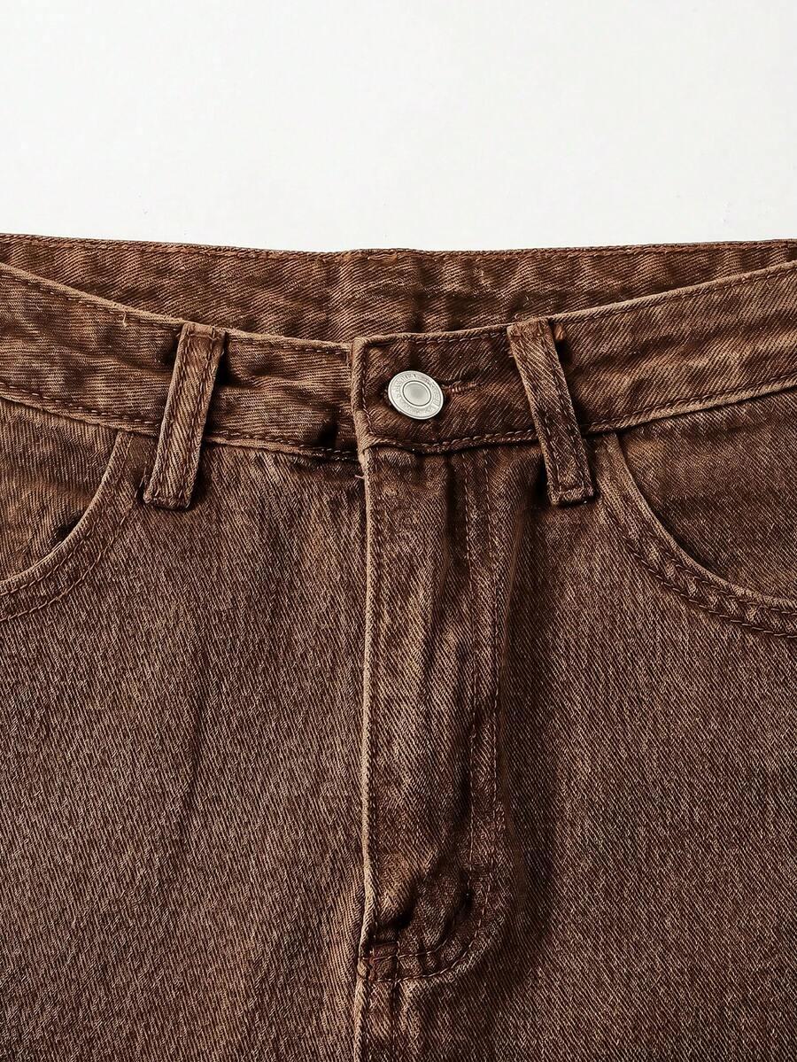 brązowe spodenki jeans