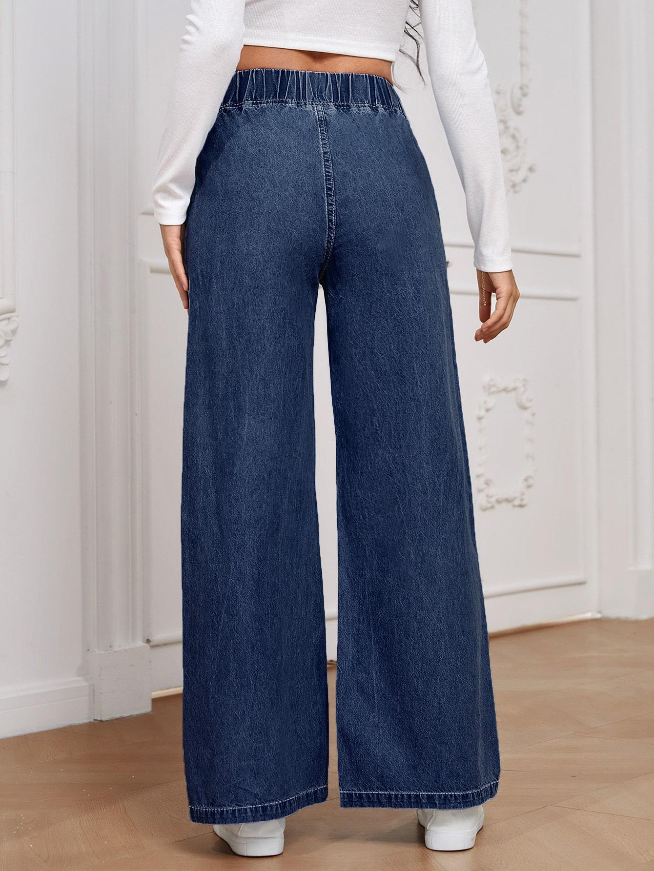 SPODNIE JEANS Z GUMKĄ W PASIE